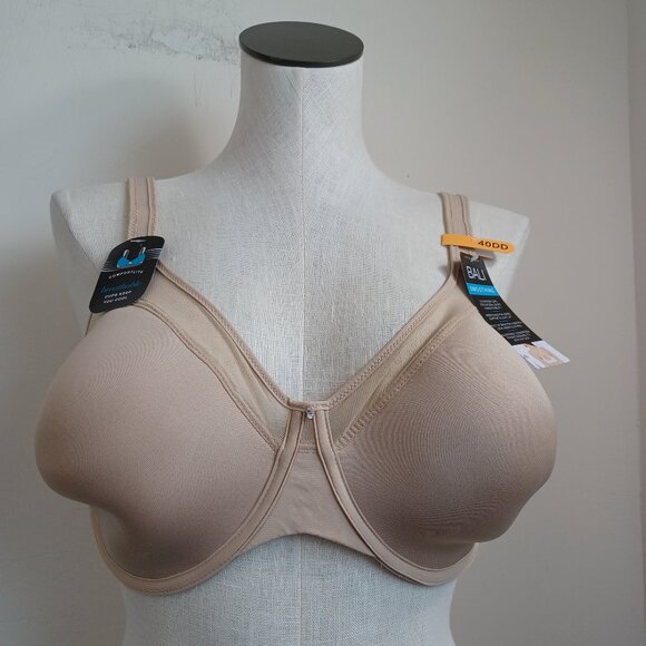 Bali Bra Comfortlite Smoothing Neutral Nude Adjustable Back Strap Women 40DD NEW - Picture 2 of 13